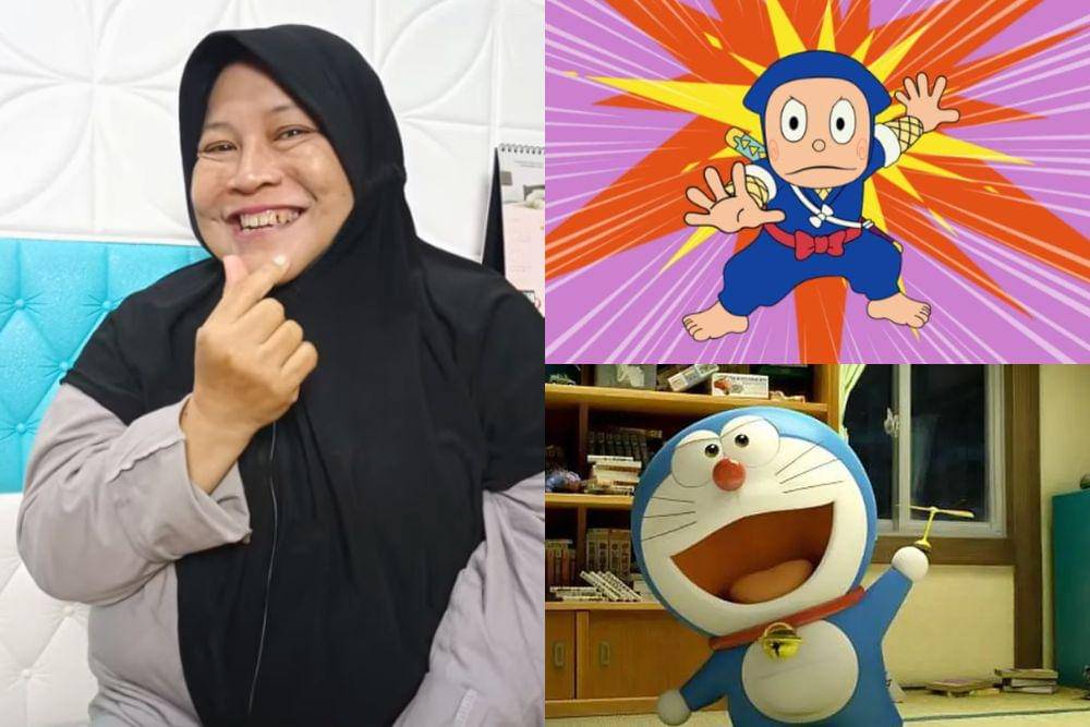  Ika Zidane, pengisi suara legendaris di balik Ninja Hattori dan Doraemon. (youtube.com/kmcichannel9189; berbagai sumber)
