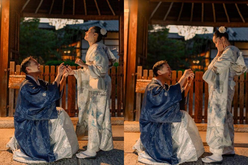 Potret Mesra Lamaran Indian Akbar dan Siska ‘Minbite’ di Jepang