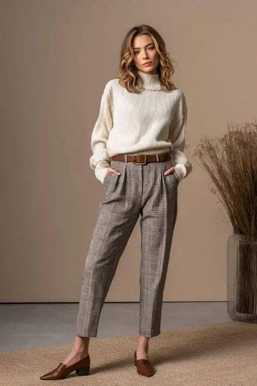 warna ivory top dan grey pants