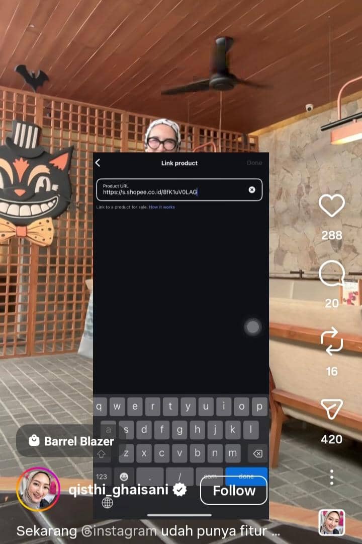 cara menambahkan fitur keranjang di reels instagram