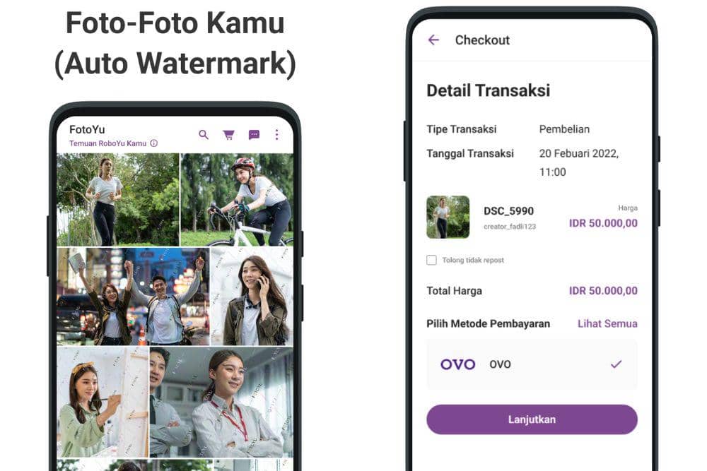 Semua foto di FotoYu otomatis diberikan watermark, sehingga harus membeli terlebih dahulu untuk mendapatkan versi tanpa watermark. (Dok. PT Super Giga Generasi via Google Play)