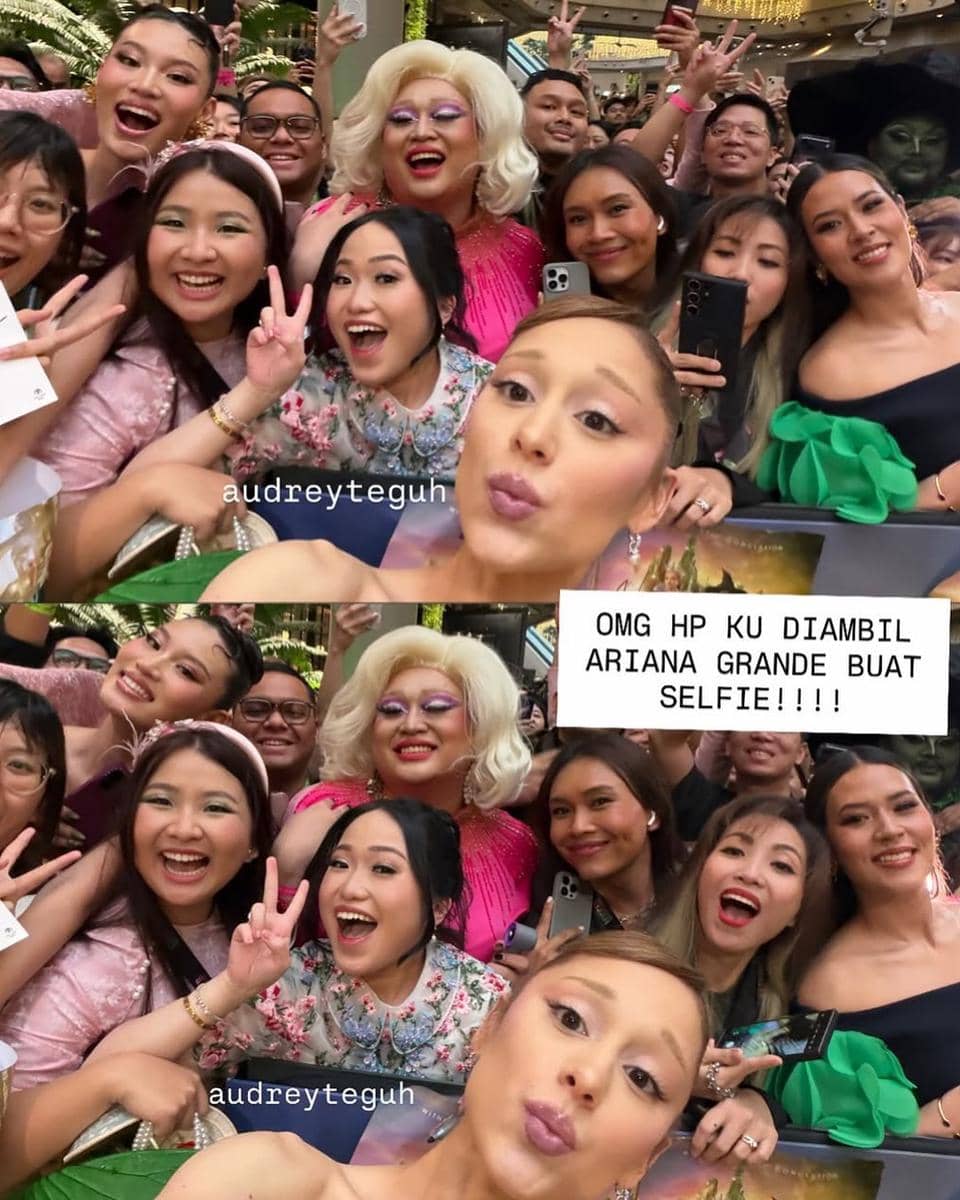 Ariana Grande tampak melakukan selfie bersama para publik figur Indonesia