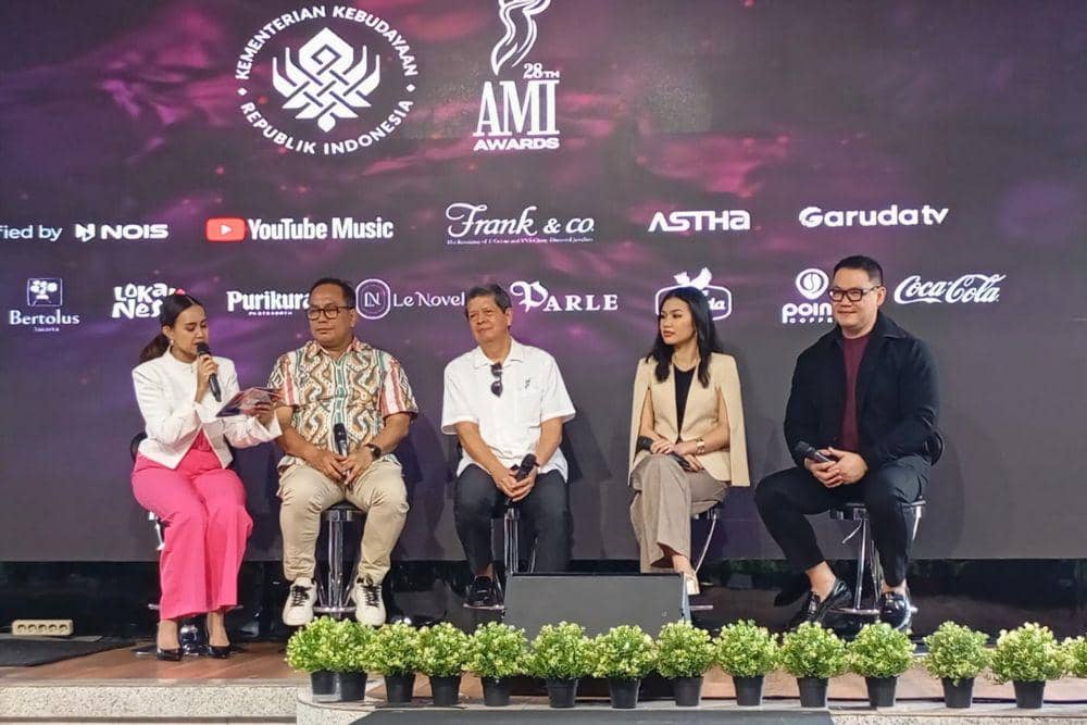 Konferensi pers Malam Puncak 28 Tahun AMI Awards yang diadakan di Parle Senayan pada Kamis siang, (13/11/2025). (Dok. POPBELA.com/Evelyn Anggraini)
