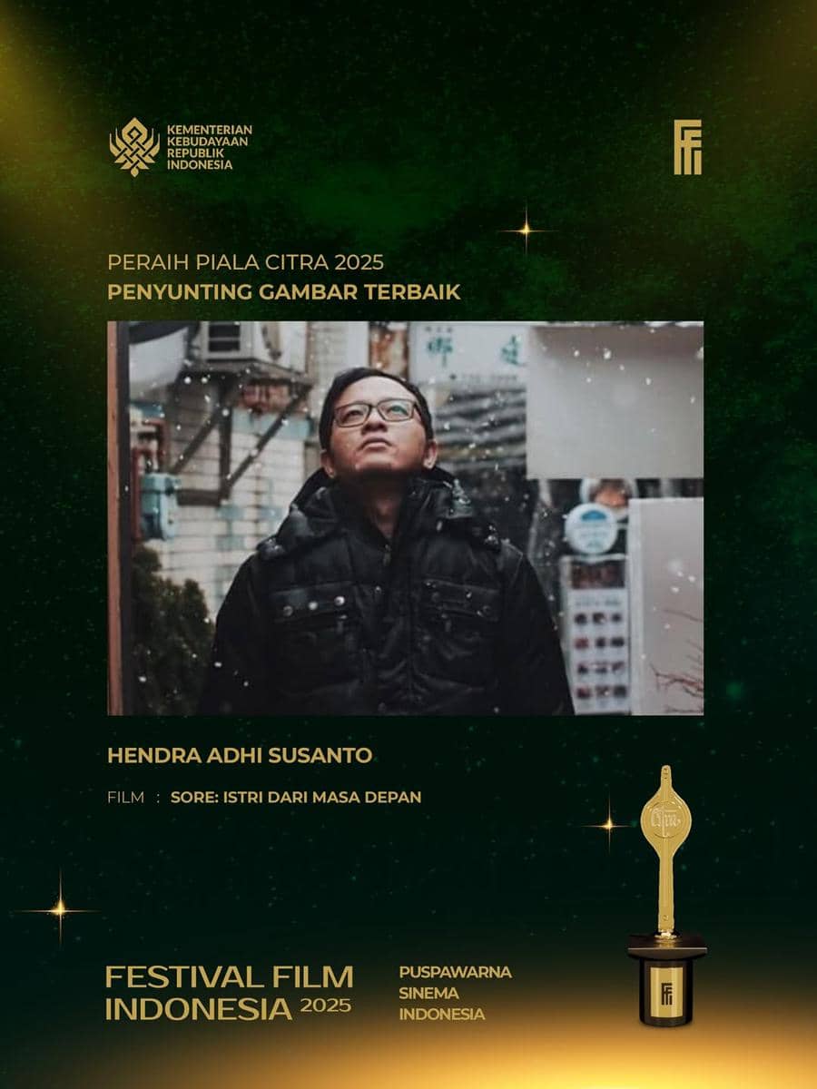 Piala Citra FFI 2025 kategori Penyunting Gambar Terbaik diberikan kepada Hendra Adhi Susanto untuk film Sore: Istri Dari Masa Depan.