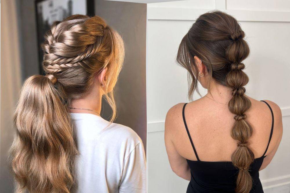 variasi braided ponytail 