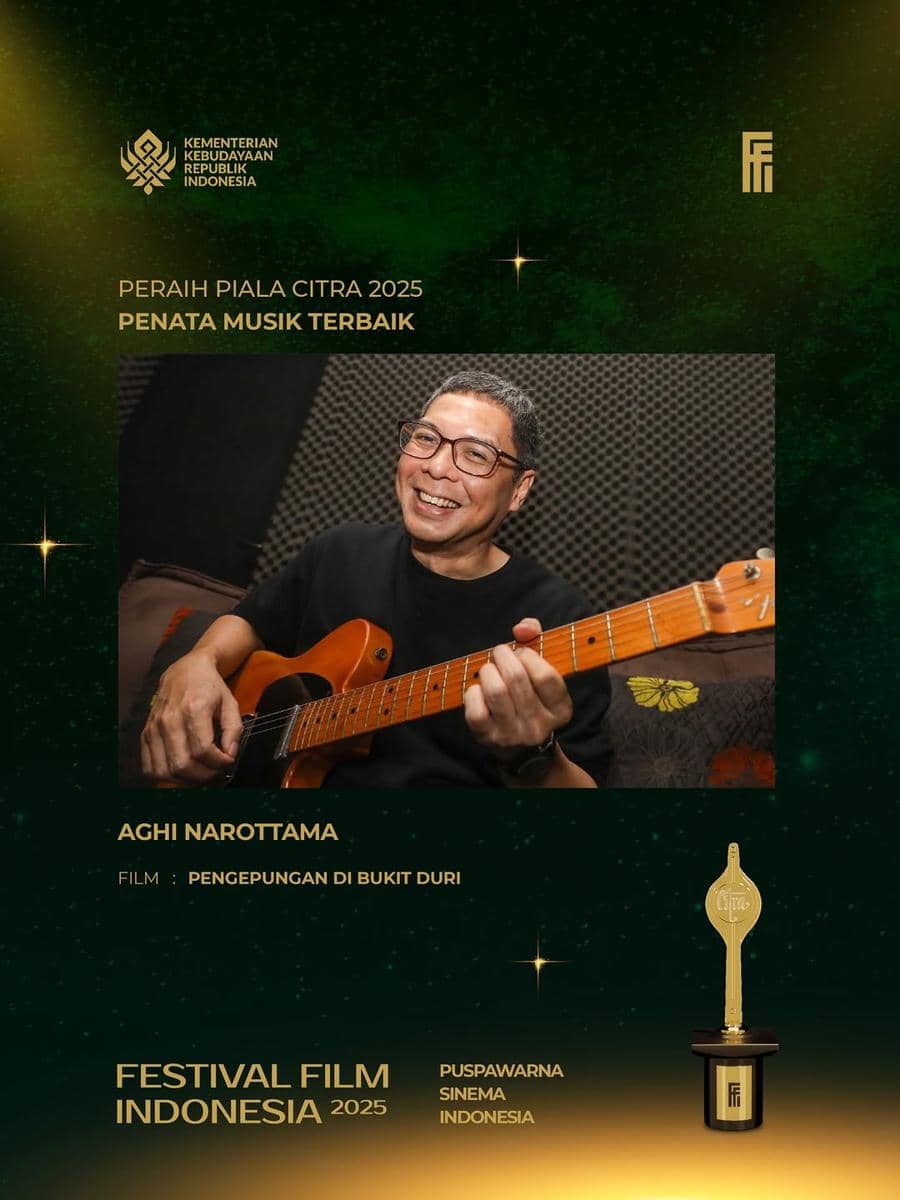 Piala Citra FFI 2025 kategori Penata Musik Terbaik diberikan kepada Aghi Narottama untuk film Pengepungan Di Bukit Duri.
