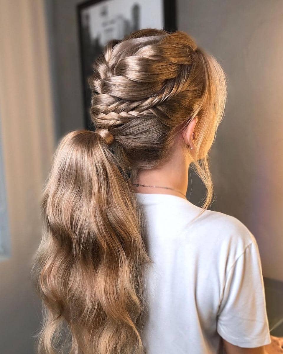 variasi braided ponytail