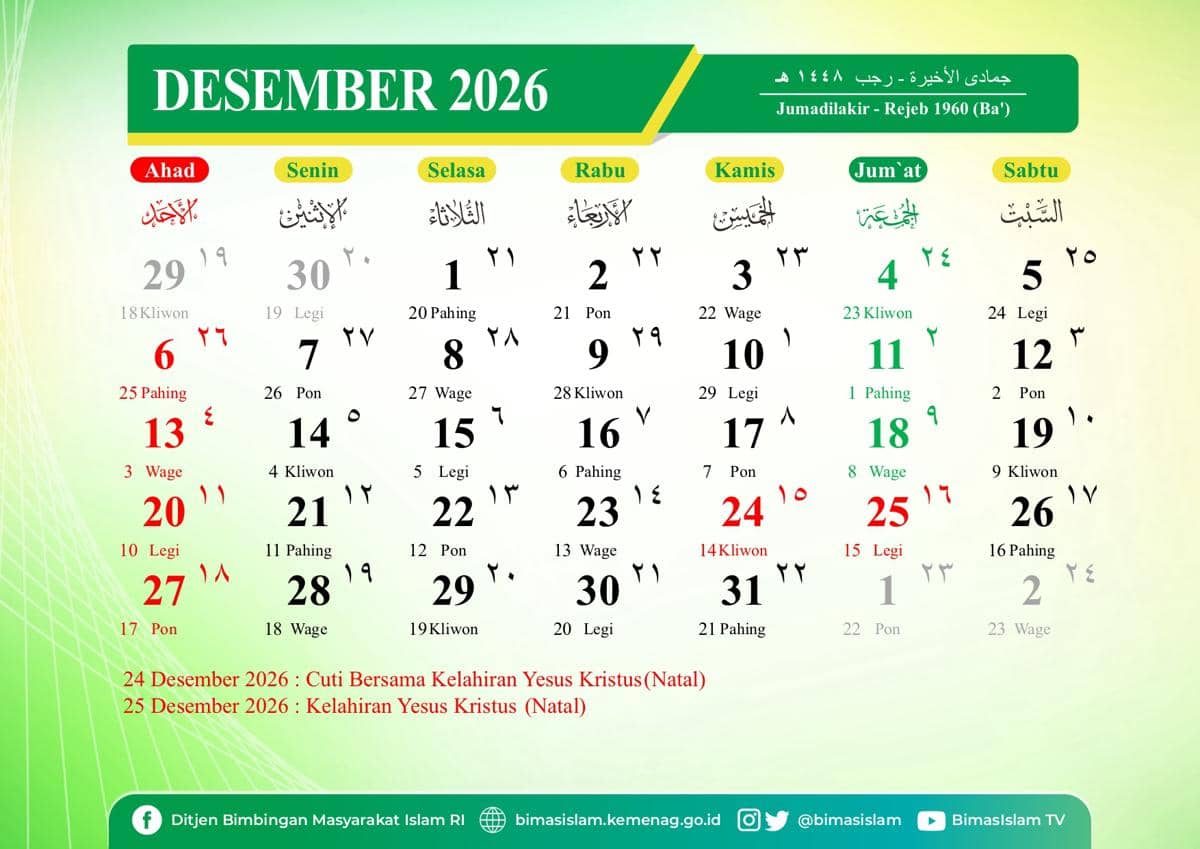 Kalender 2026 Desember