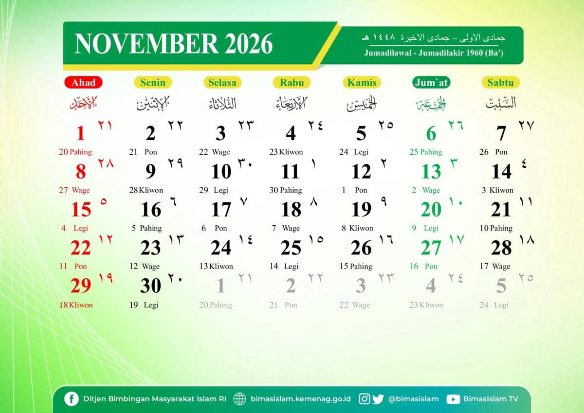 Kalender 2026 November