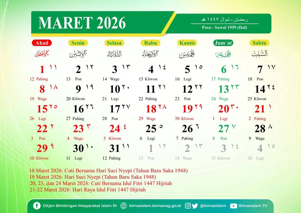 Kalender 2026 maret