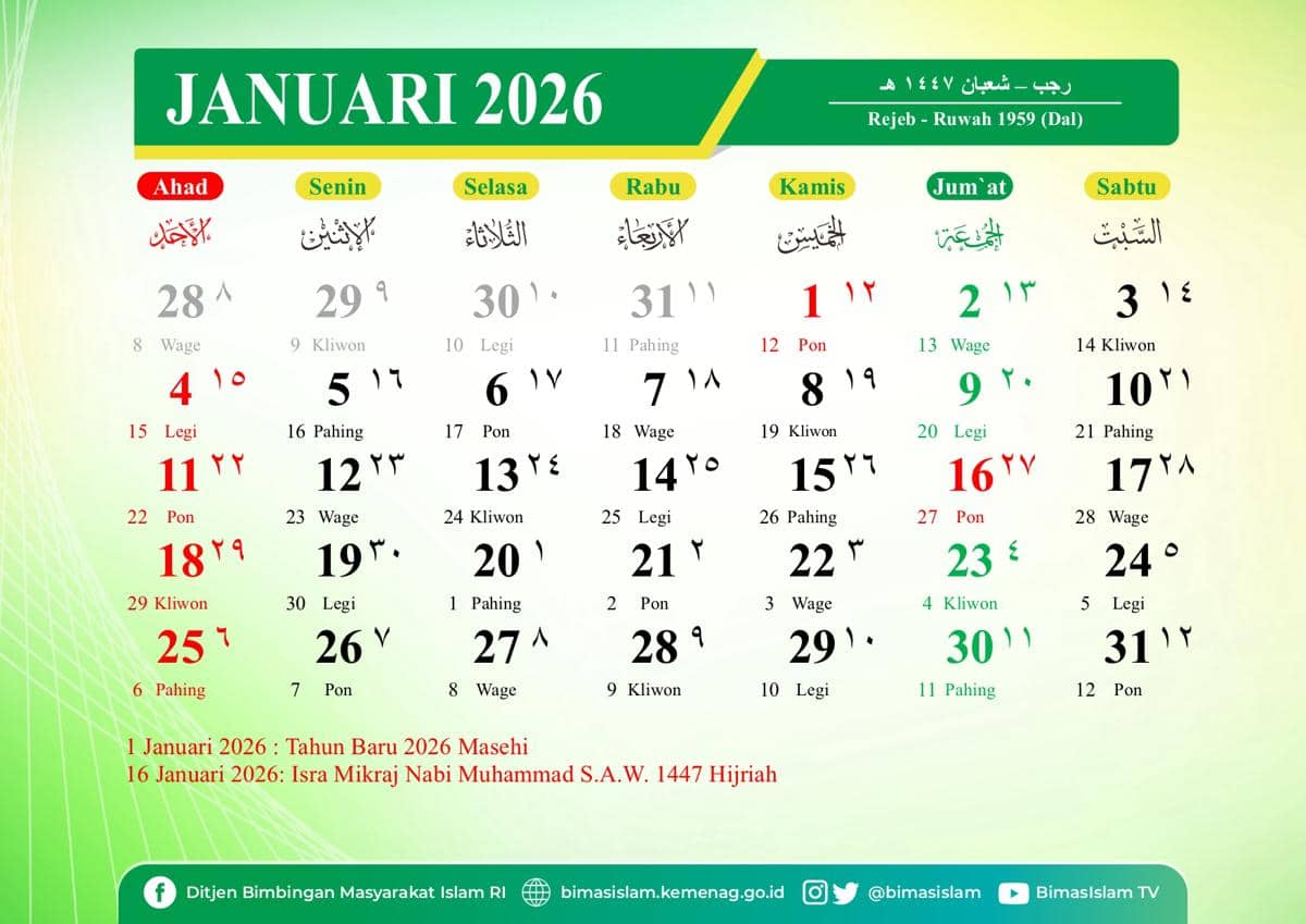Kalender 2026 januari