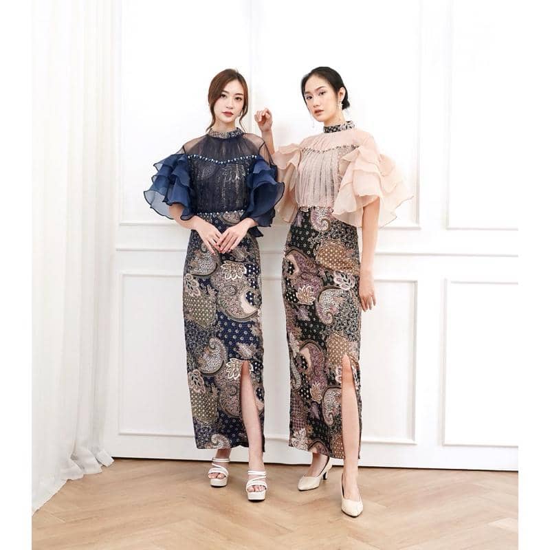 dress batik pesta elegan modern