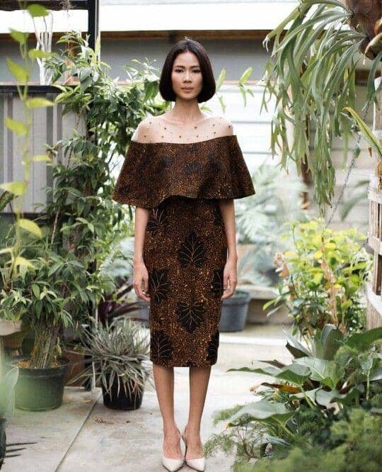 dress batik pesta elegan modern