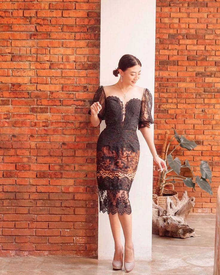 dress batik pesta elegan modern