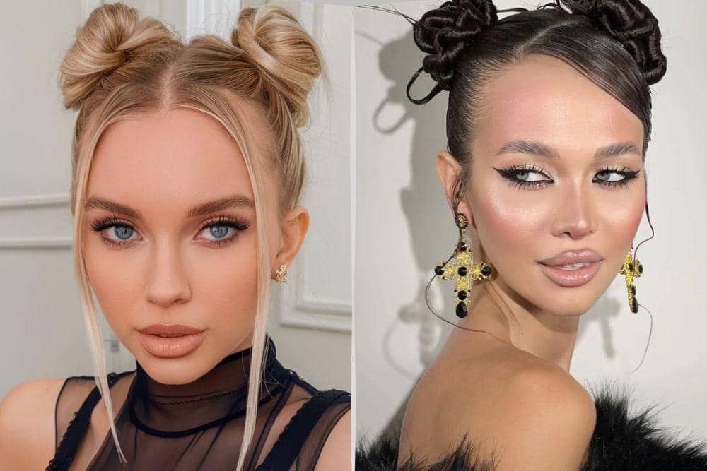 variasi double bun hairstyle