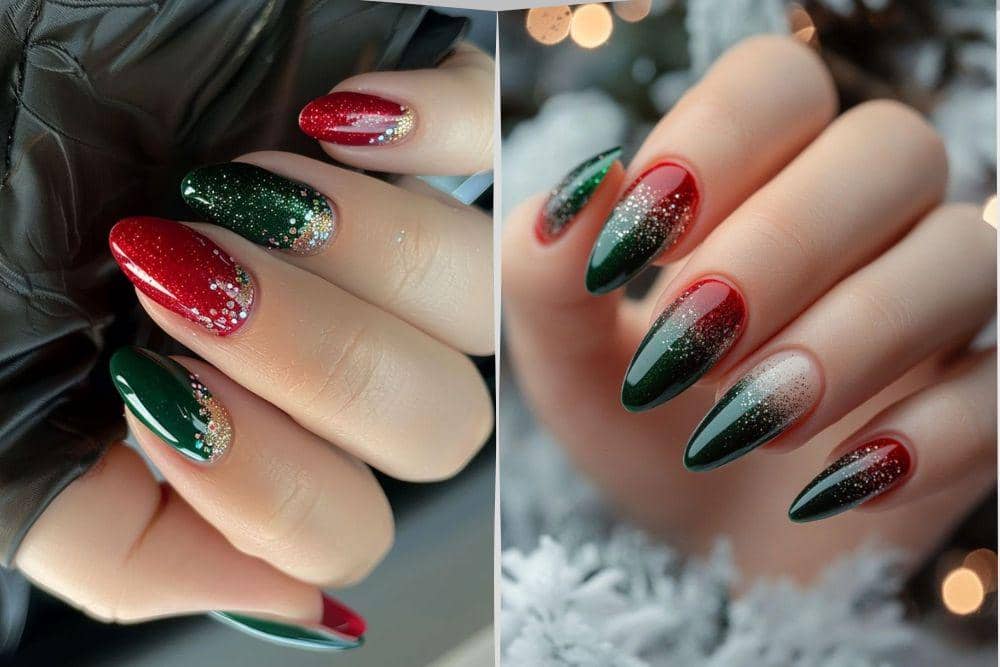 inspirasi nail art nuansa merah dan hijau