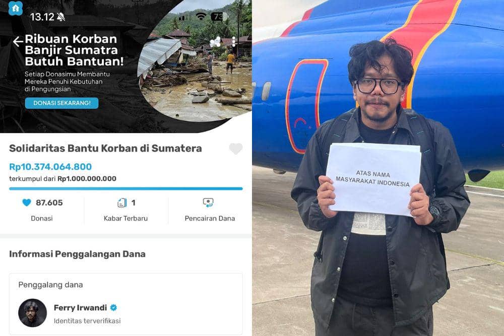 Galang dana yang dipimpin Ferry Irwandi untuk para korban di Sumatra yang mencapai sekitar Rp10,3 miliar.