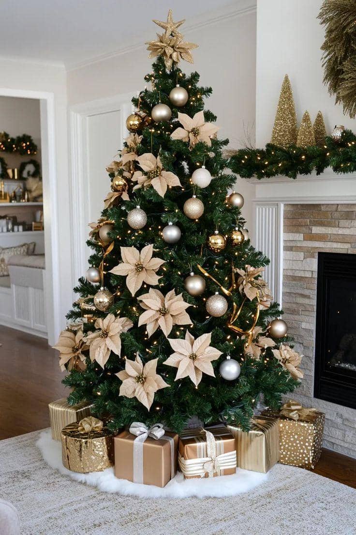 pohon natal ornamen emas untuk dekorasi