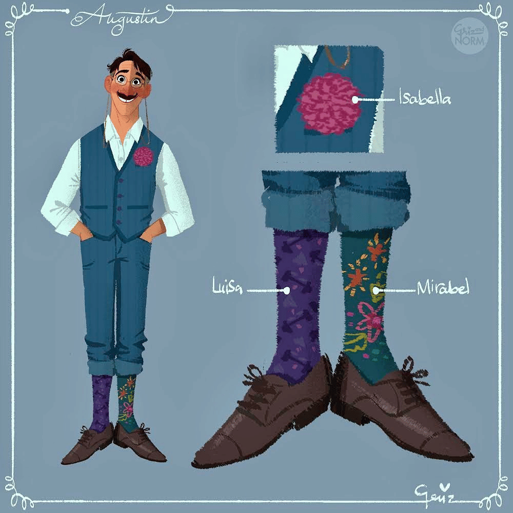 Desain kostum Agustín Madrigal di Encanto, karya Griselda Sastrawinata. (gebo4482.tumblr.com)