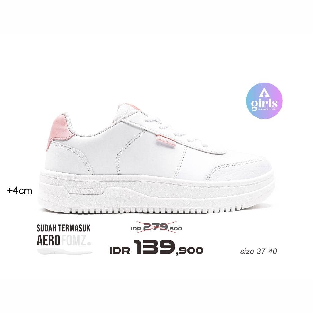 Aerostreet Leona Putih Putih Merah Muda 