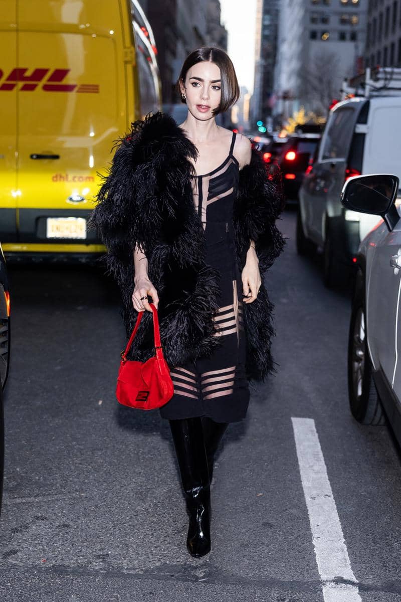 FENDI archive dress and Baguette for Lily Collins.jpg