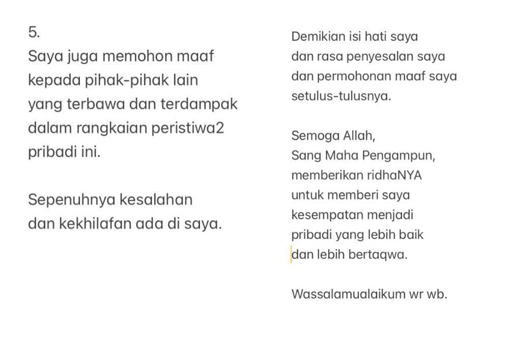 Isi Pesan Permintaan Maaf Ridwan Kamil Untuk Keluarga