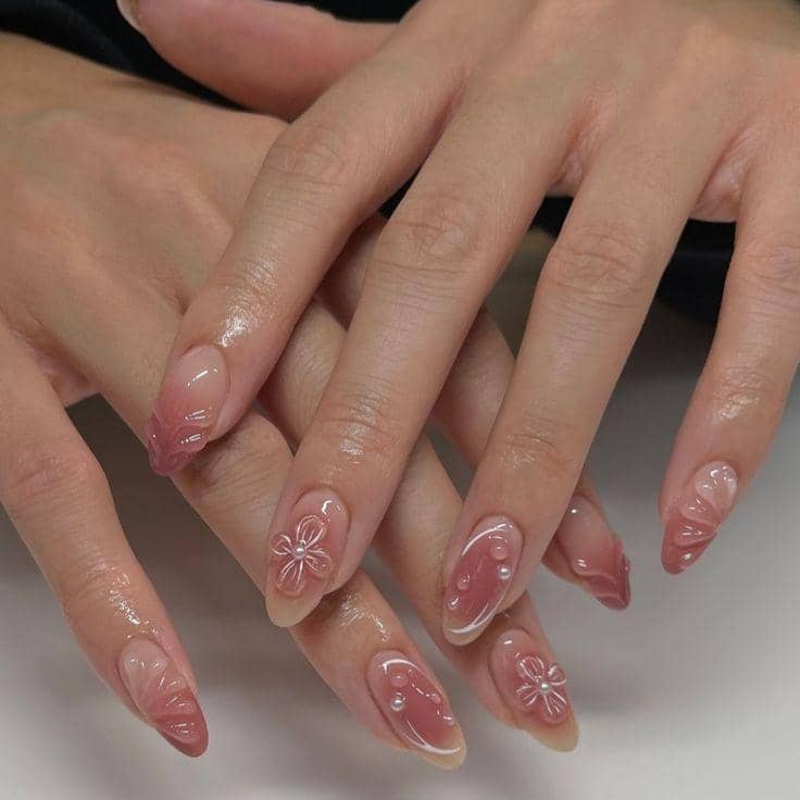 inspirasi nail art nude pinkish