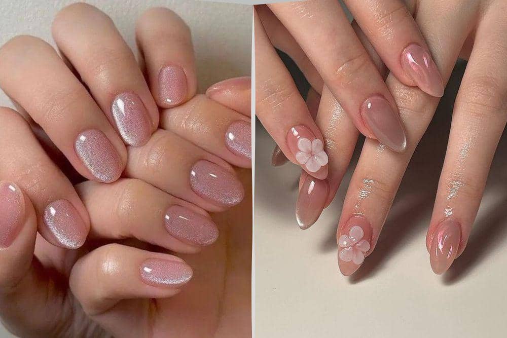 inspirasi nail art nude pinkish