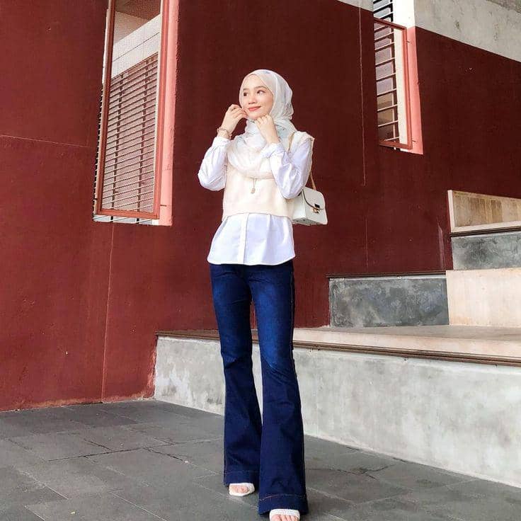 OOTD celana jeans cutbray hijab