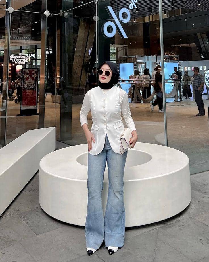 OOTD celana jeans cutbray hijab