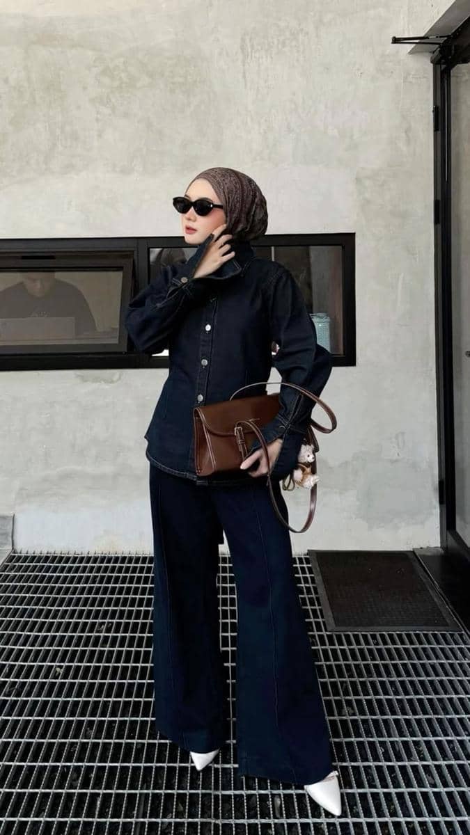 OOTD celana jeans cutbray hijab