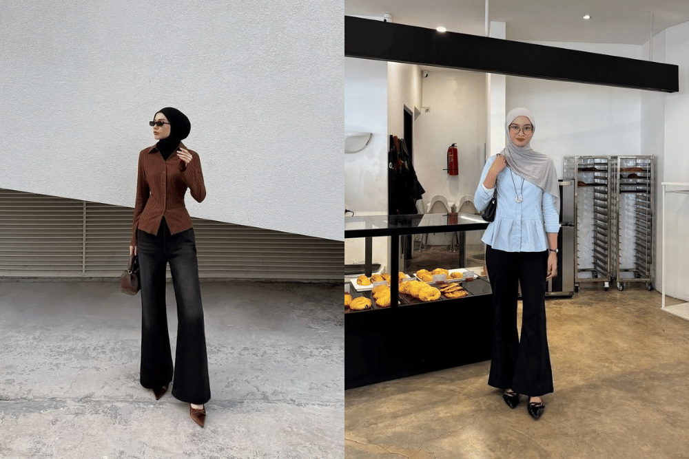 OOTD celana jeans cutbray hijab