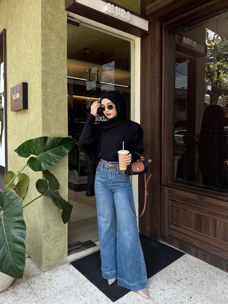 OOTD celana jeans cutbray hijab