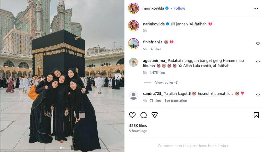 Artis Unggah Foto Kenangan Bersama Lula Lahfah