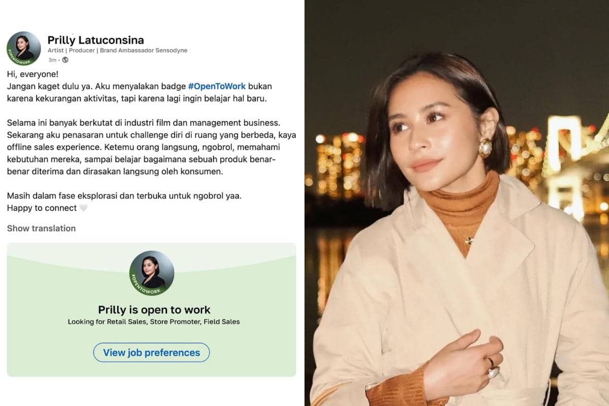 Prilly Latuconsina open to work di LinkedIn