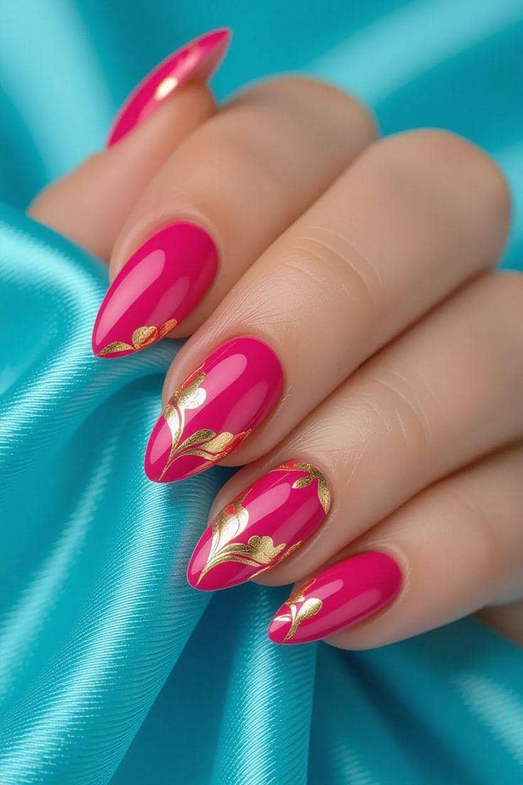 inspirasi nail art nuansa fuchsia