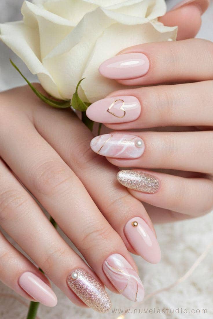 inspirasi nail art valentine clean look