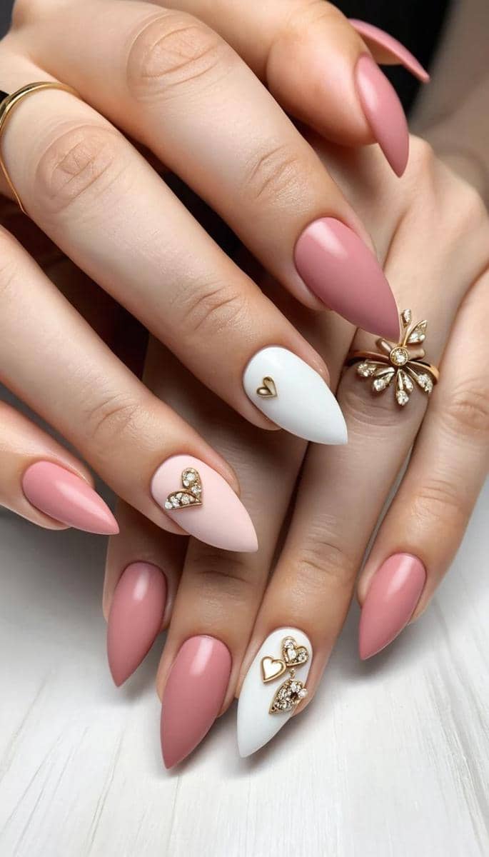inspirasi nail art valentine clean look