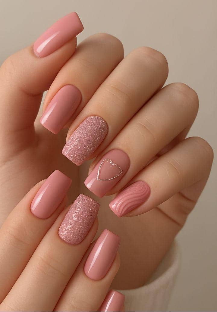 inspirasi nail art valentine clean look