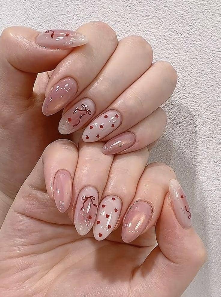 inspirasi nail art valentine clean look