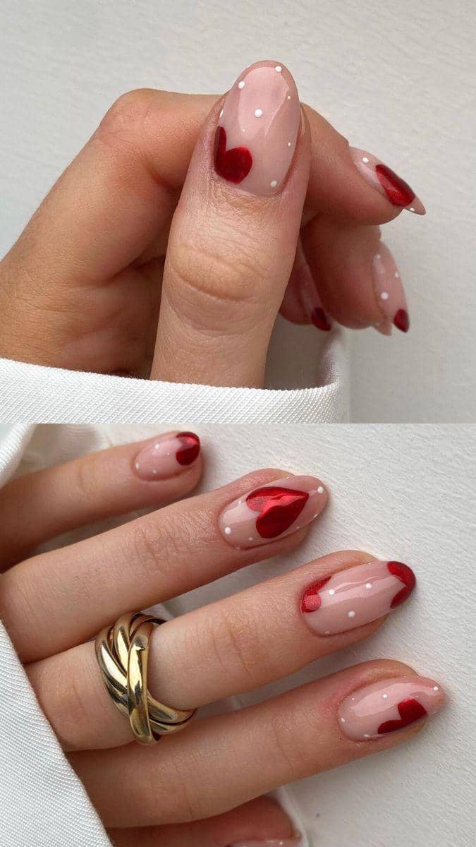 inspirasi nail art valentine clean look