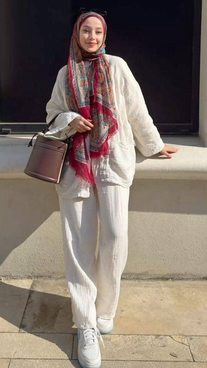 One Set Linen dan Pashmina Cashmere