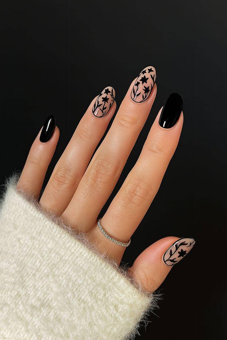 inspirasi nail art monokrom unik