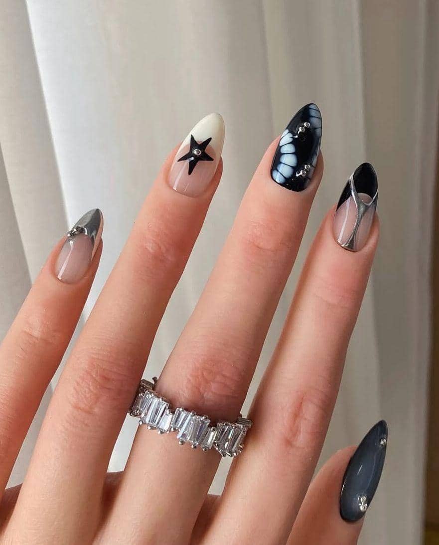 inspirasi nail art monokrom unik