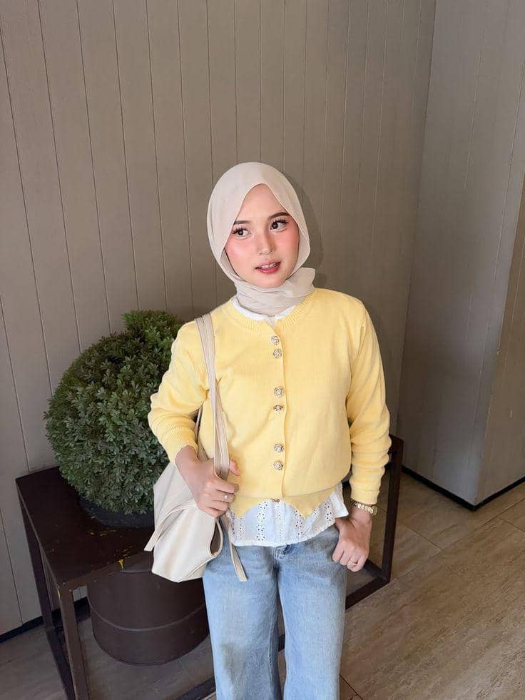 baju warna butter yellow cocok dengan jilbab warna apa