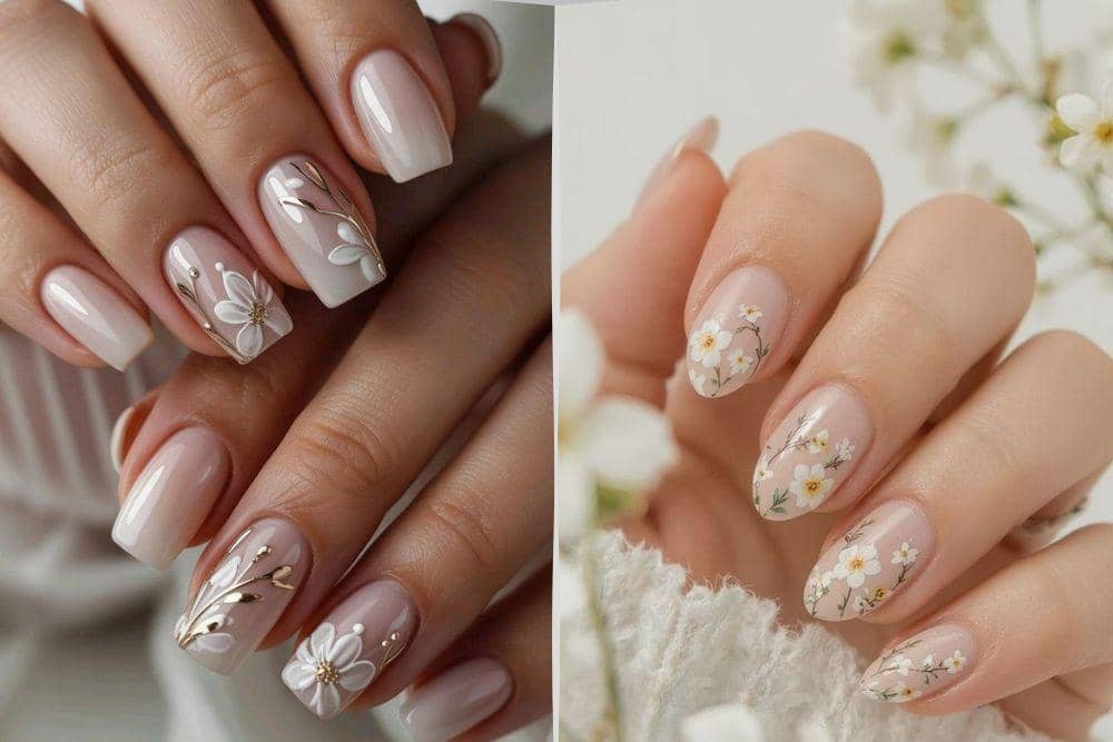 7 Inspirasi Nail Art Nuansa White Floral yang Fresh dan Feminin