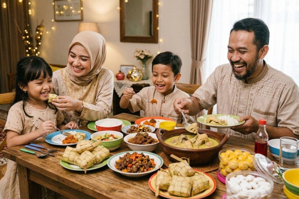 pose foto keluarga 4 orang untuk Lebaran