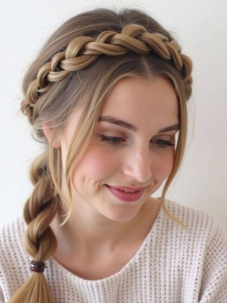 inspirasi gaya rambut kepang mahkota