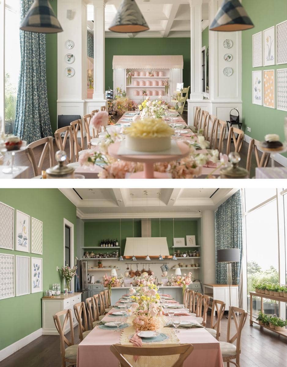 Tema floral didominasi warna pink dan sentuhan pastel