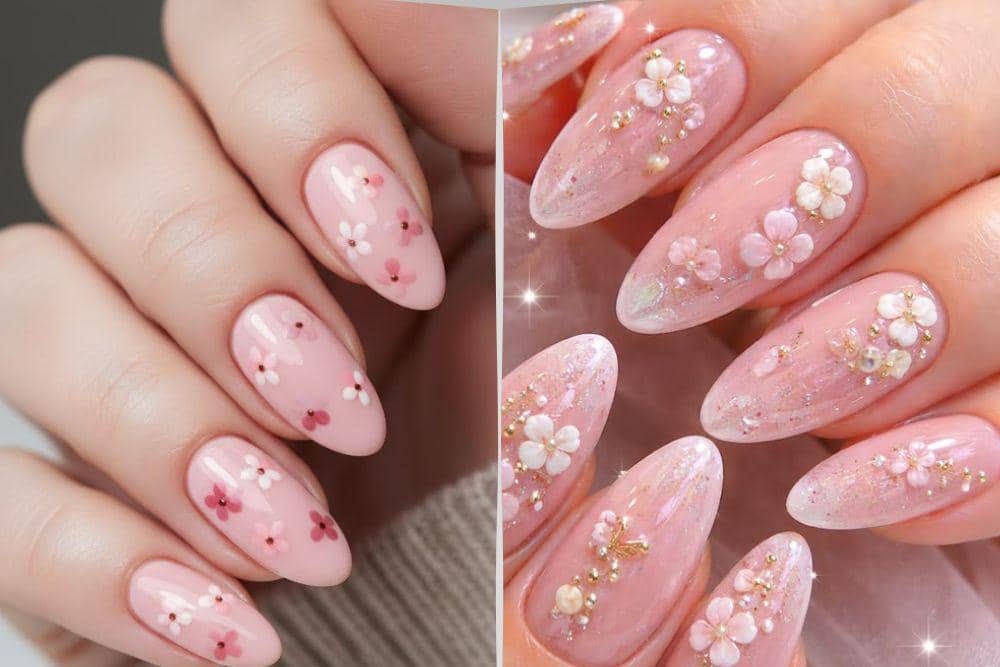 7 Inspirasi Nail Art Floral Pinkish yang Elegan dan Feminin